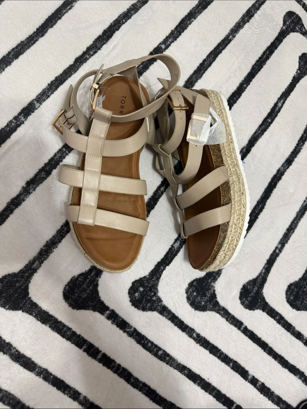 torrid Neutral Beige Platform Espadrille Sandals with Ankle Strap Size 11WW